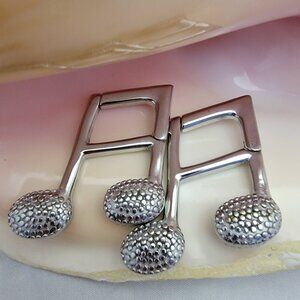 PAIR Music Note Surgical steel ear weights Gauge Jewelry Hangers Stretcher NWT